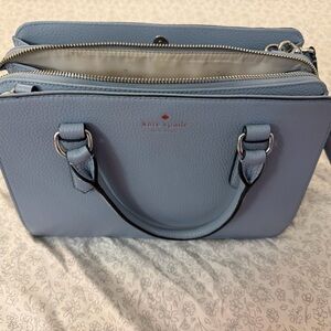 kate spade Pale Blue Pebbled Leather Satchel with Dual Handles